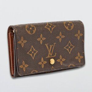 Louis Vuitton Porte Monnaie Billets Tresor Wallet Monogram Coated Canvas Brown